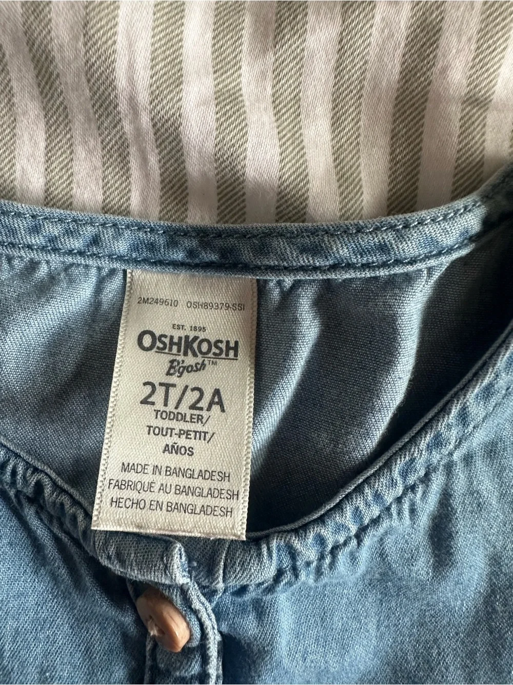 Vintage OshKosh B'gosh Light Blue Tiered Denim-Style Chambray Dress